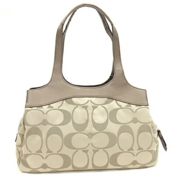 Coach Lexi Signatrue Bronz & Tan Shoulder Bag Purse - Picture 2 of 14